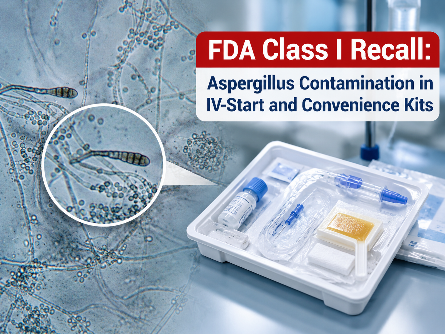 A sealed IV-start kit beside an inventory checklist in a hospital supply area.