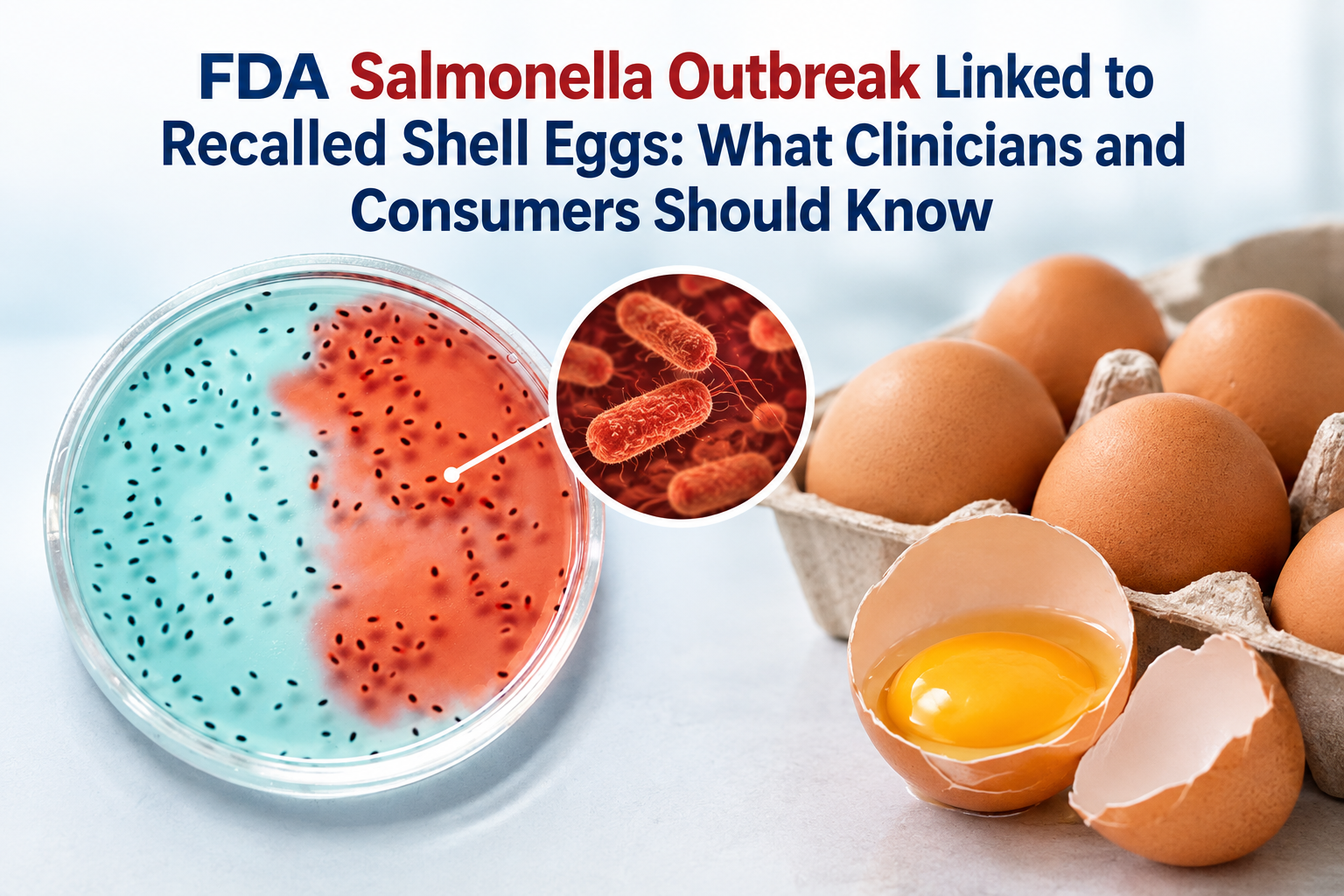 Shell eggs in an open carton beside a grocery receipt and a printed recall notice.